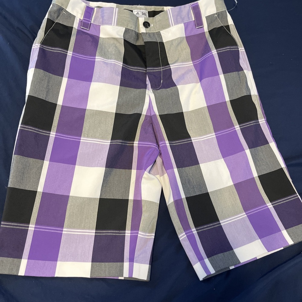 Adidas Shorts Mens 33 Black Purple Golf‎ Chino Lightweight Golfing Casual Adult